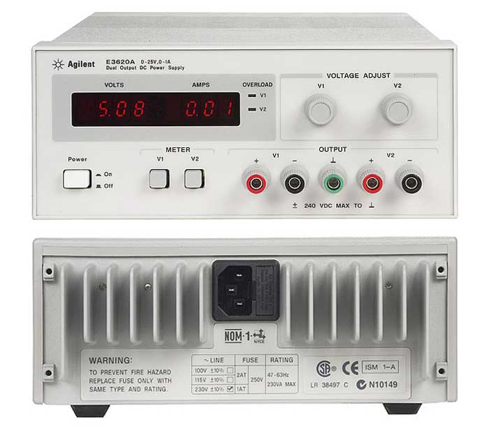Alimentation num�rique double 230VAC - 2 X 25V/1A - 50W : E3620A