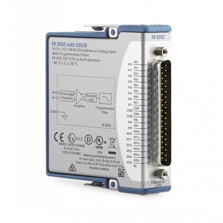 784399-01 : NI 9202 Module d’entrée analogique de la Série C, 16 voies, +/- 10 V, 10 kéch./s, 24 bits, Sub-D