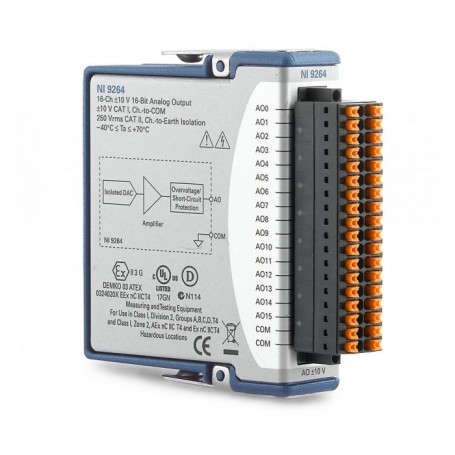 785190-02 : NI-9264 Module de sortie de tension de la série C 16 voies, 24 bits, ± 10V, 25 kéch./s/voie