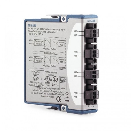 779593-01 : NI 9239 Module d'entrée analogique isolé entre les voies, 4 voies, ±10 V, 50 kéch./s/voie, 24 bits