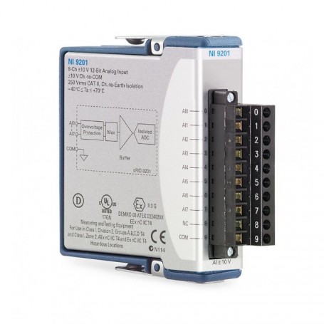 779013-01 : NI 9201 Module d'entrée analogique 8 voies, 12 bits, 500 kéch./s, ±10 V, terminaison par bornier à vis