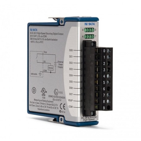 779003-01 : NI 9474 Sortie numérique à courant injecté haute vitesse 8 voies, 24 V, 1 µs