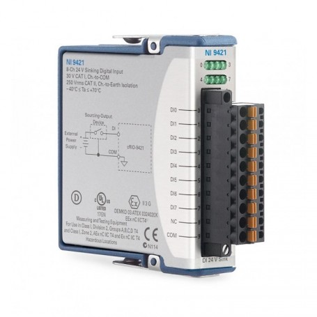 783734-01 : NI 9421 Module d'entrée numérique à courant absorbé 8 voies, 24 V 100 µs avec bornier à ressort