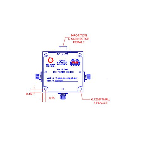 Commutateur état solide SP2T (0,1-60 GHz) : Série P2T