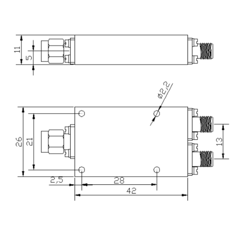 Diviseur de puissance 2 voies 2 à 18 GHz : ZPD5-2M2-18G-1169