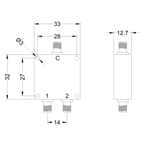 Diviseur de puissance 2 voies 7 à 9 GHz : ZPD2-2M7-9G-2490