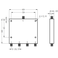 Diviseur de puissance 4 voies 2 à 18 GHz : ZPD2-4M2-18G-2485