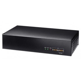 Slim type network appliance platform with Intel Atom processor N270 and 4 LANs, 60W DC12V adapter, smart fan design