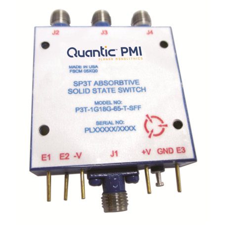 Commutateur RF SP3T absorptif - 1 à 18 GHz, commutation 100 ns : P3T-1G18G-65-T-SFF