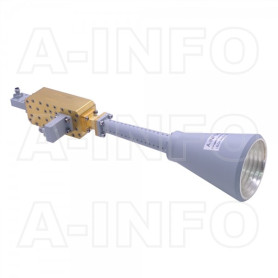 Antenne cornet conique corruguée double polarisation 18 à 40 GHz, gain 20 dBi : LB-CH-34-20-T58-XX