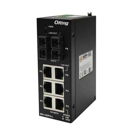 Switch Rackable Rail-DIN, 8 ports : IES-162FX-L Series