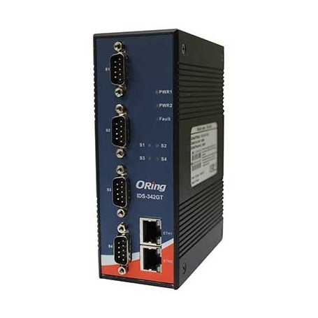 Routeur industriel Rail-din 4-port RS232 à 2 ports Gigabit Ethernet : IDS-342GT