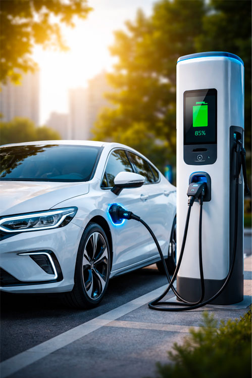 Tests de borne de recharge et véhicule électrique