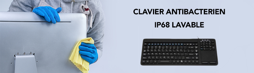 Clavier anti-bacterien IP68 lavable