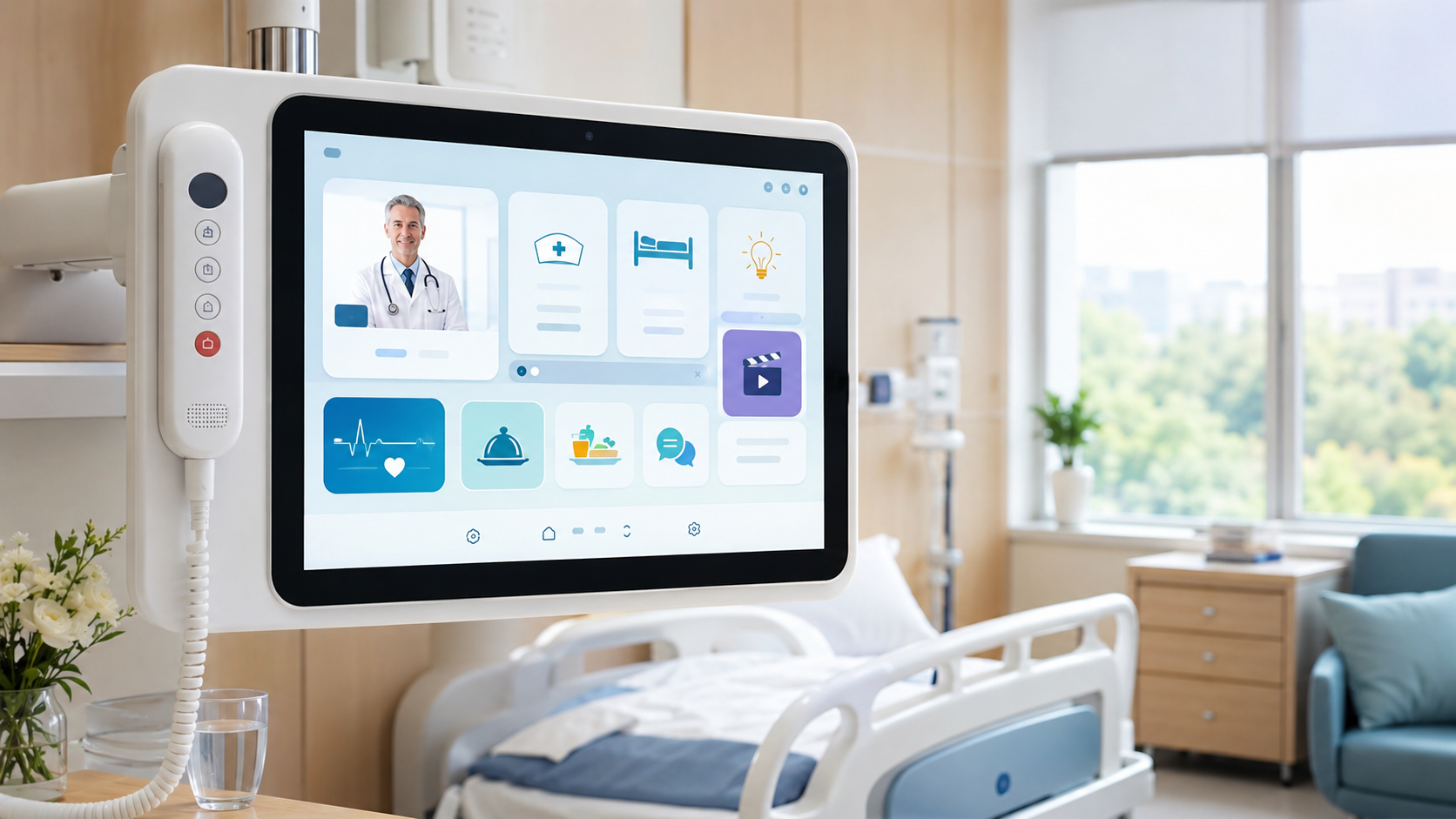 Interface Android 13 adaptée aux services numériques hospitaliers sur terminal médical MT21