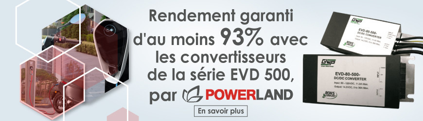 Convertisseurs industriels 500 W DC/DC, IP66, idéal pour l'E-Mobilité : Série EVD, par Powerland