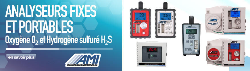 Analyseurs fixes et portables d'oxygène O2 et sulfure d'hydrogène H2S
