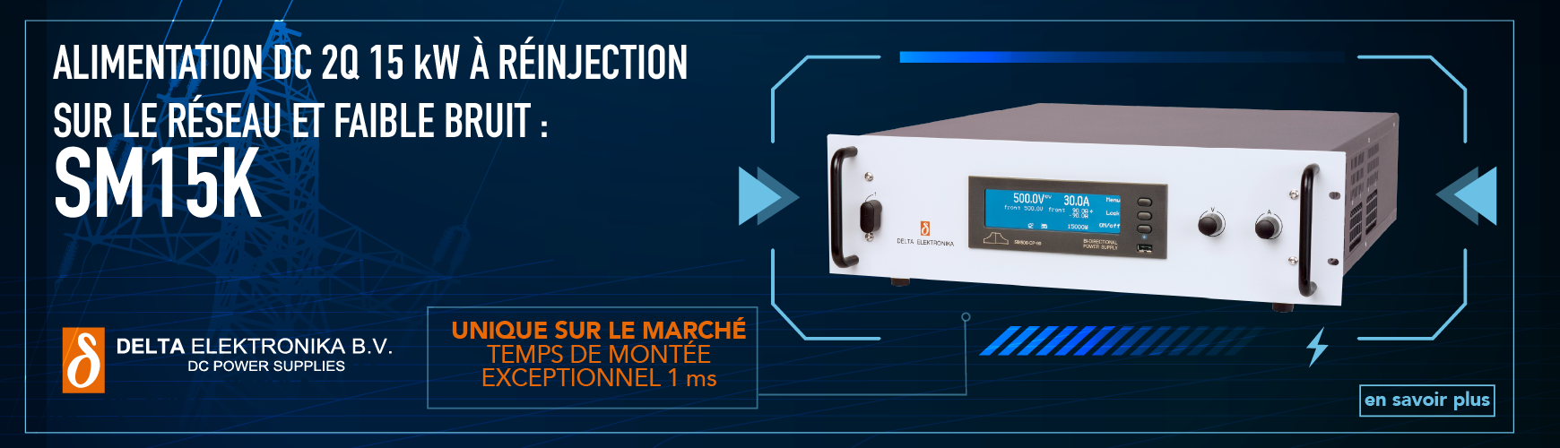 Alimentation DC 2Q 15kW à réinjection sur le réseau